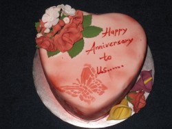 Anniversary heart shape cake