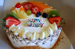 Birthday cake with fruits