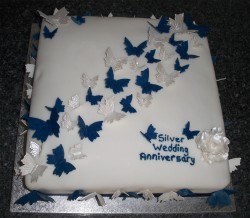 Silver wedding anniversary cake