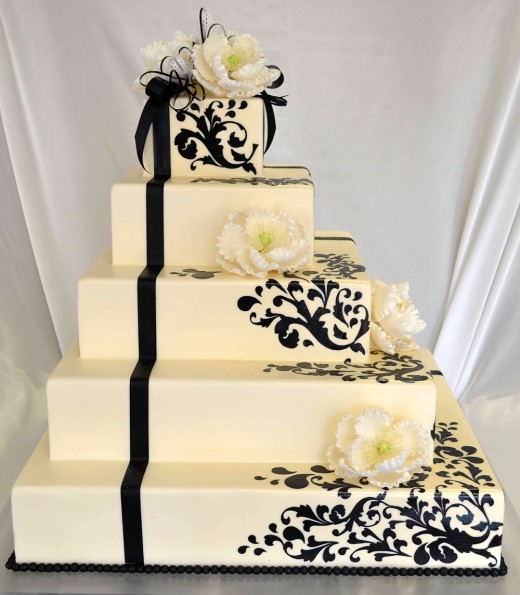 Black and white cricut wedding cake