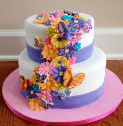 Cake with flowers and butterflies