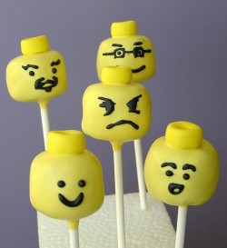 Lego heads cake pops