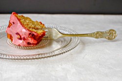 Piece of rhubarb cake