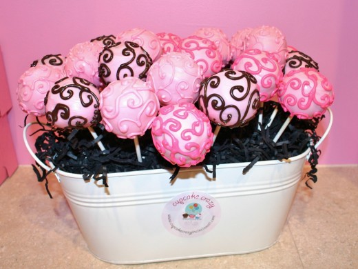 Pink wedding cake pops