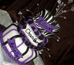 Purple zebra fondant cake