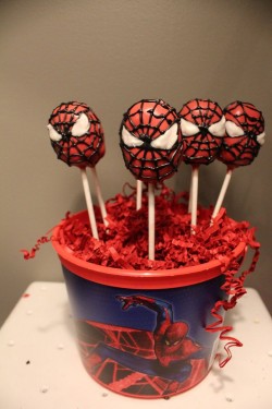 Spider Man cake pops