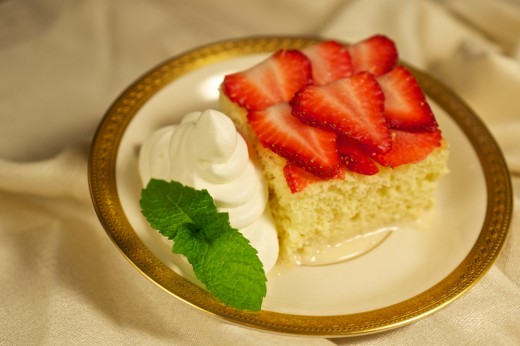 Strawberry tres leches cake