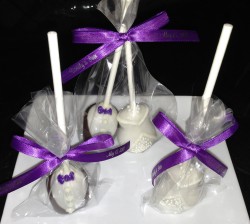 Violet wedding cake pops