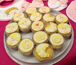 Yellow baby shower cupcakes