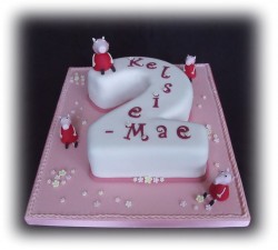 Second birthday Peppa pig cake