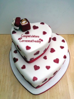 2 tier heart shaped engagement cake