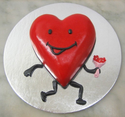 Smiling heart cake