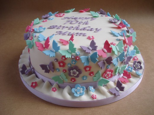 70th birthday cake with butterflies