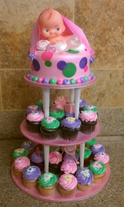 Baby shower cake and cupcakes