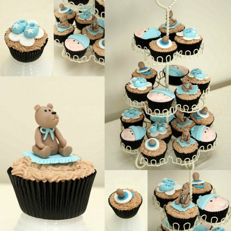 Baby shower cupcakes with bear
