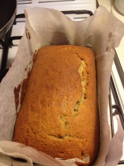 Banana cake in loaf pan