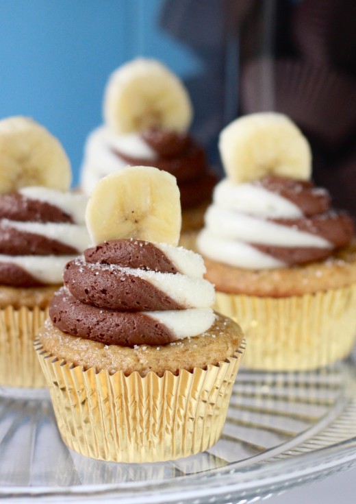 Banana and chocolate swirl cupcakes