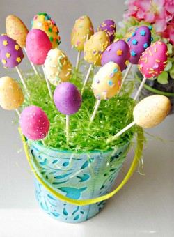 Colored Easter cake pops