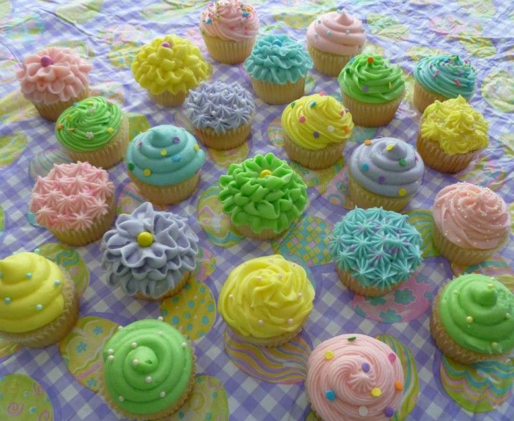 Colored Easter cupcakes