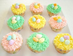 Easter cupcakes with colored grass