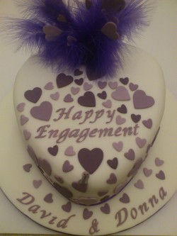 Engagement cake with hearts