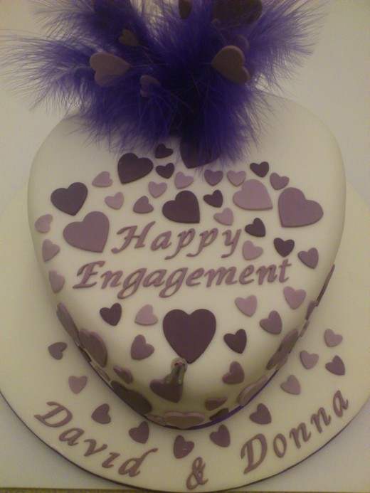 Engagement cake with hearts