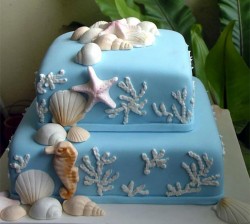 2 tier square sea themed cake