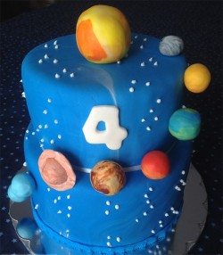 2 tiers cake with planets