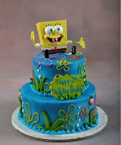 2tiers cake with Spongebob