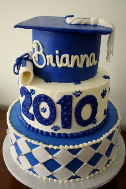 3 tiers blue graduation cake