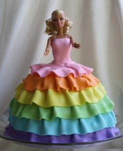 Barbie rainbow cake