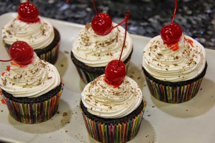 Birthday black forest cupcakes