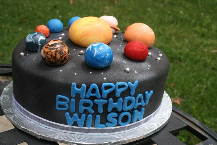 Birthday cake with planets