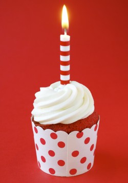 Birthday red velvet cupcake