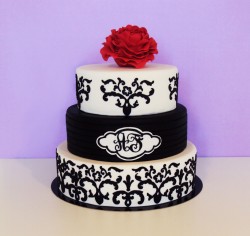 Black cricut wedding cake