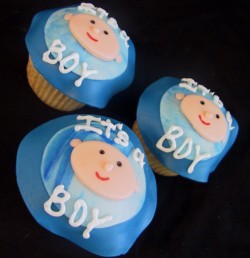 Blue baby shower cupcakes