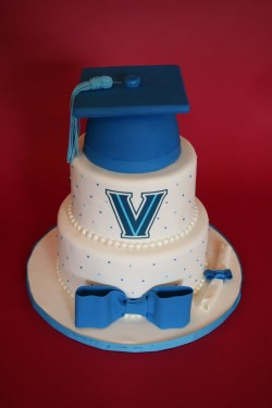 Blue graduation cake