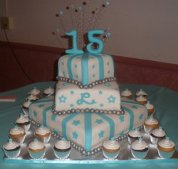 Blue quinceanera cake