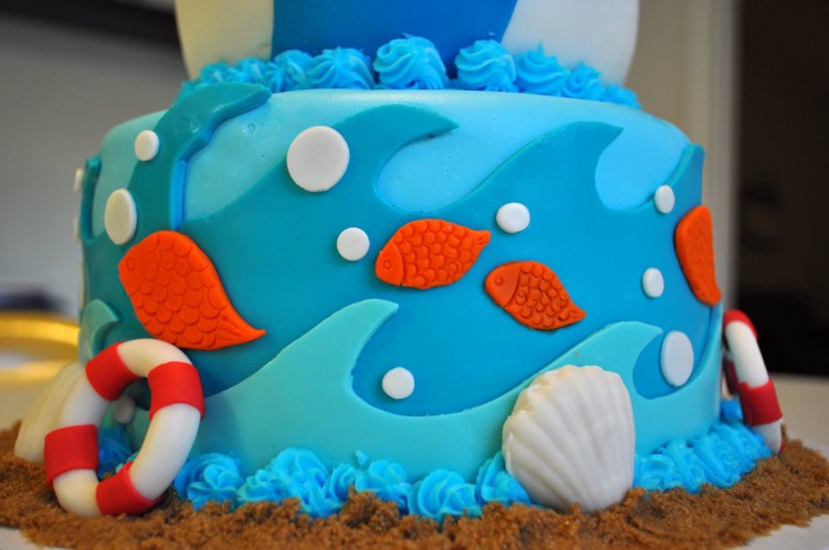 Blue sea themed cake