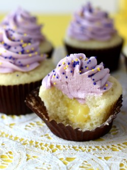 Blueberry lemon curd filled cupcake