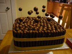 Chocolate cake with bubbles
