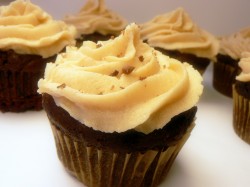 Chocolate cupcakes with peanut butter