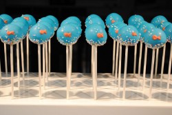 Christening cake pops with fish