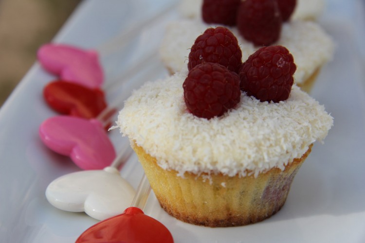 Coconut and raspberry cupcake