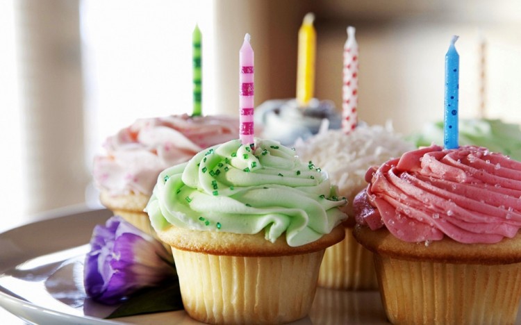 Colored birthday cupcakes