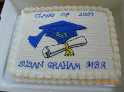 Cream frosting graduation cake