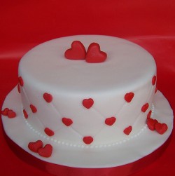 Engagement cake with two hearts