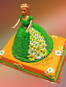 Green Barbie cake