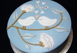 Love birds engagement cake