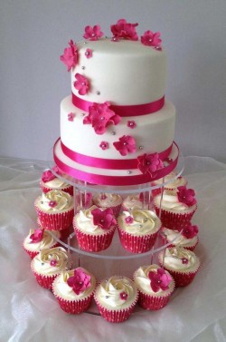 Pink wedding cupcakes tower